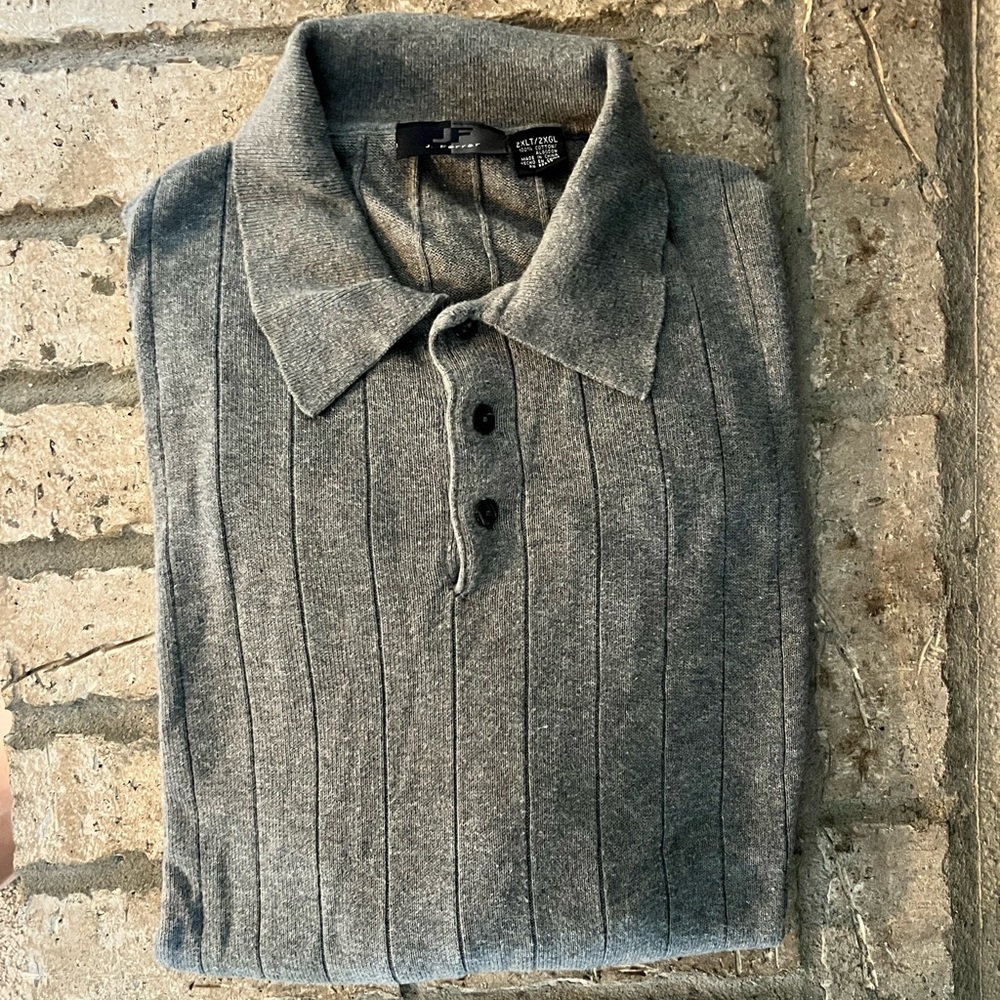 Men’s J. Ferrar Gray Polo-Style Sweater – 2XLT